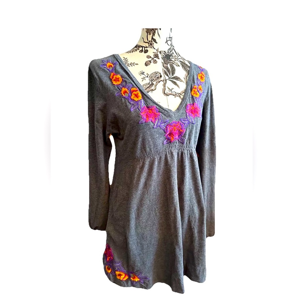JWLA Embroidered Tunic/Beach Cover Up Gray Tag Size Large